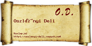 Oszlányi Deli névjegykártya